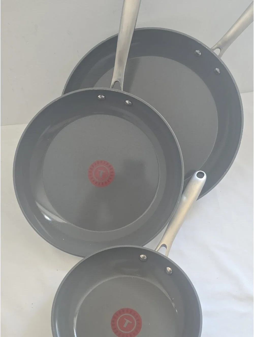 T-fal 3-Piece Frying Pan Skillet Set – Induction Compatible Stainless Steel Hand